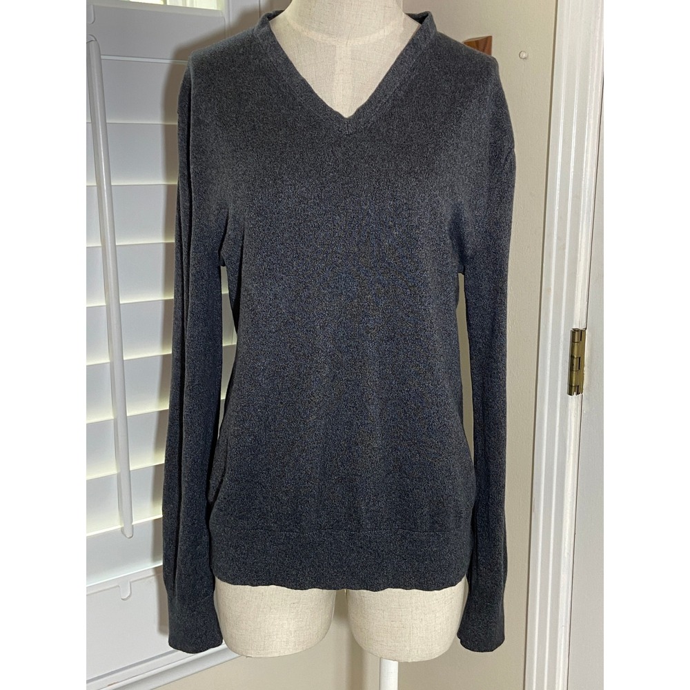 Banana Republic Sweater M Grey Silk Cotton Cashmere V-Neck Minimalist Luxury